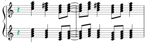 Samba-Jazz_Woman_riff-as-7th-chords_two-treble-staves_P5th-higher.png